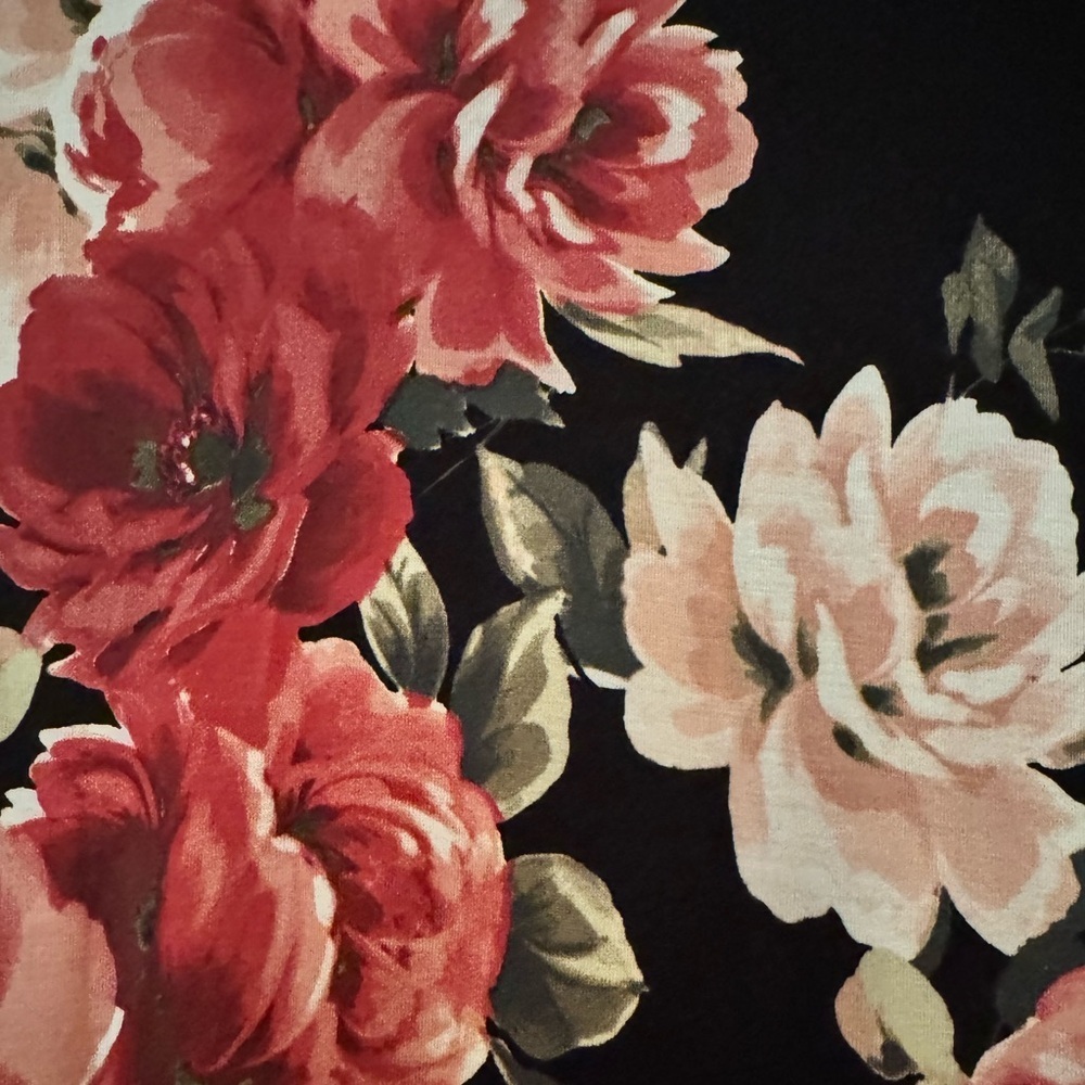 7th Ray Floral Maxi Dress Watercolor Roses Black Red Pink Small Boho Country - Picture 7 of 11